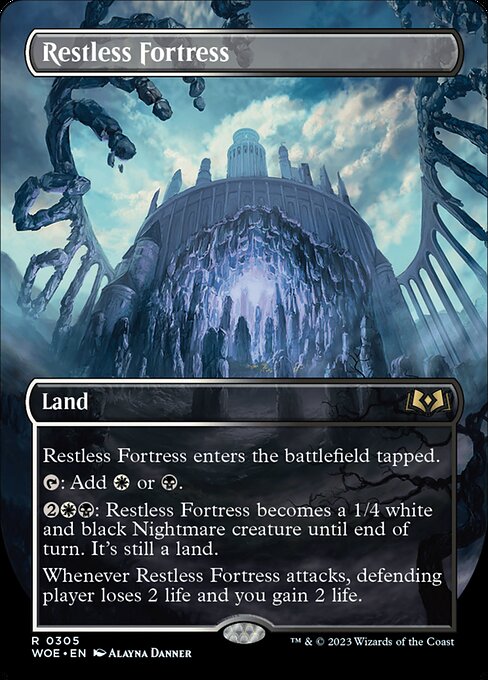 Restless Fortress - Wilds of Eldraine WOE - NM - 0305 R (Borderless Alt Art)