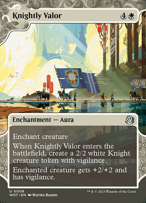 Knightly Valor - Wilds of Eldraine: Enchanting Tales WOT - NM - 0008 U (Foil)